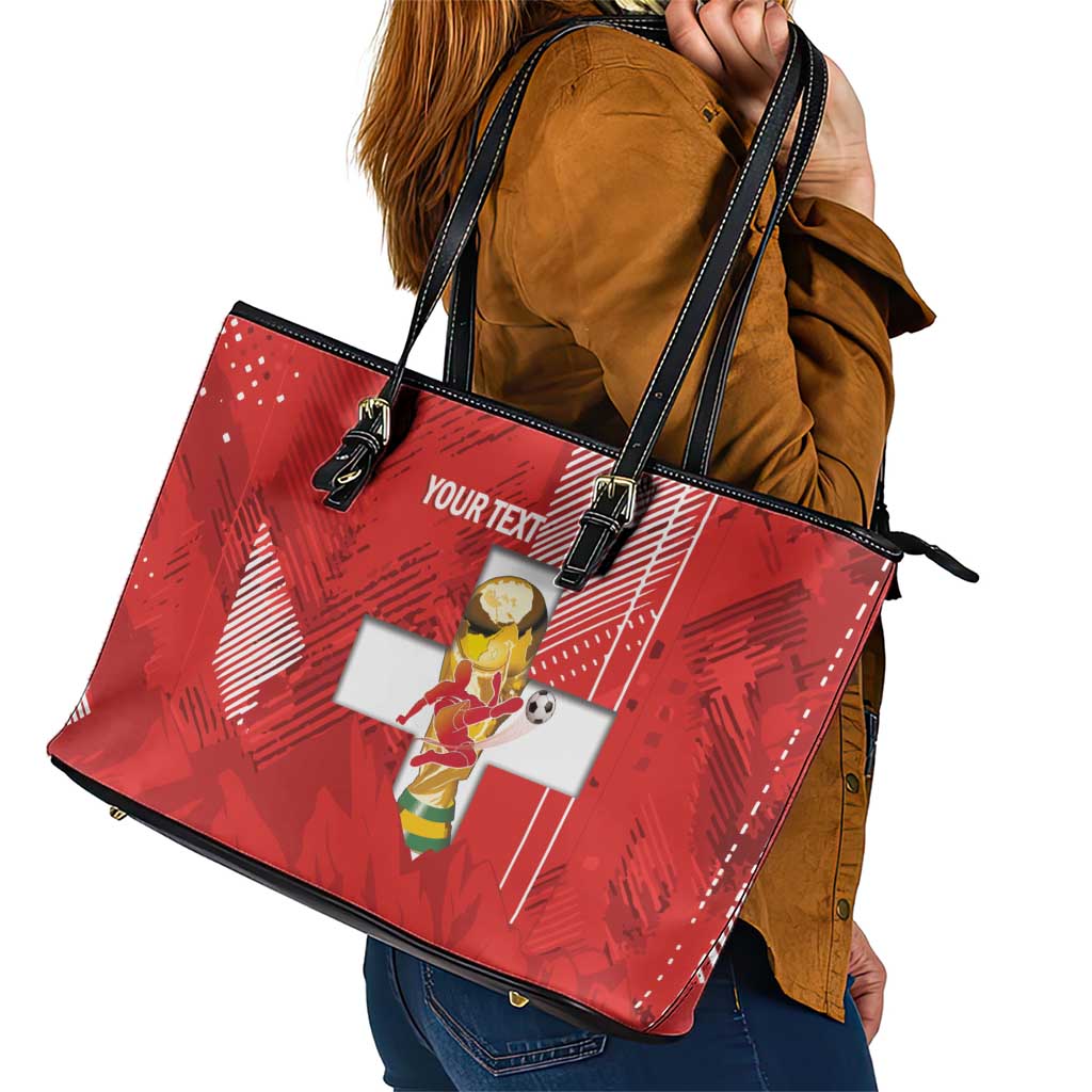 Switzerland Football Custom Leather Tote Bag Go Nati Swiss Alps Grunge Style
