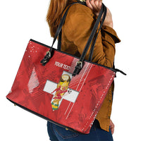 Switzerland Football Custom Leather Tote Bag Go Nati Swiss Alps Grunge Style