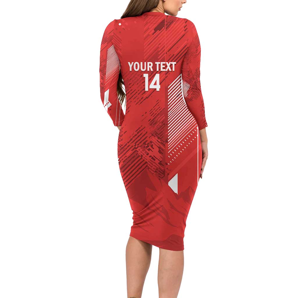 Switzerland Football Custom Long Sleeve Bodycon Dress Go Nati Swiss Alps Grunge Style