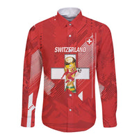 Switzerland Football Custom Long Sleeve Button Shirt Go Nati Swiss Alps Grunge Style