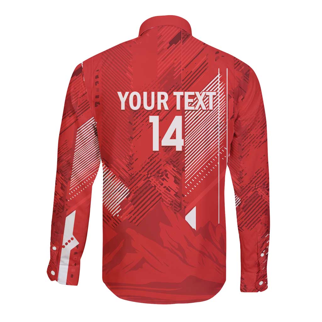 Switzerland Football Custom Long Sleeve Button Shirt Go Nati Swiss Alps Grunge Style