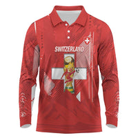 Switzerland Football Custom Long Sleeve Polo Shirt Go Nati Swiss Alps Grunge Style