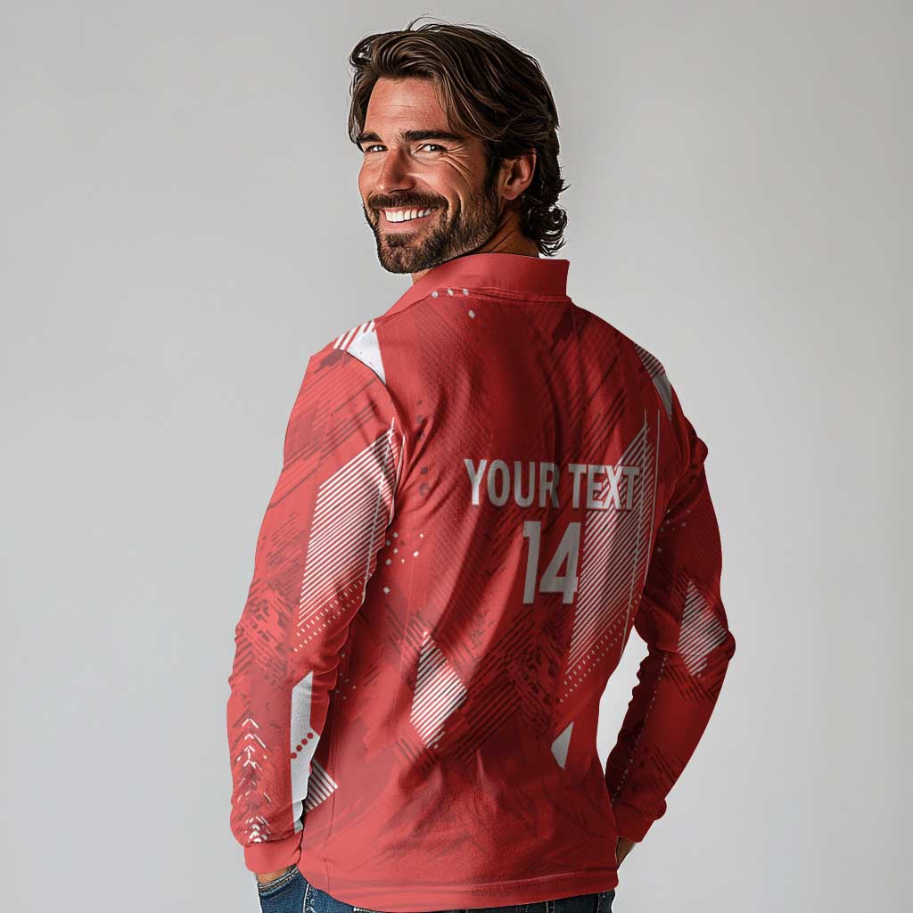 Switzerland Football Custom Long Sleeve Polo Shirt Go Nati Swiss Alps Grunge Style