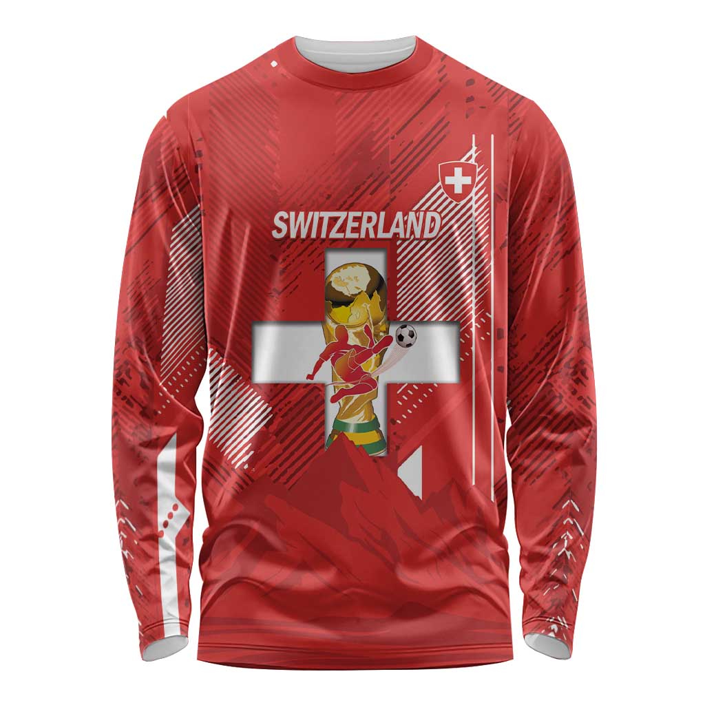Switzerland Football Custom Long Sleeve Shirt Go Nati Swiss Alps Grunge Style