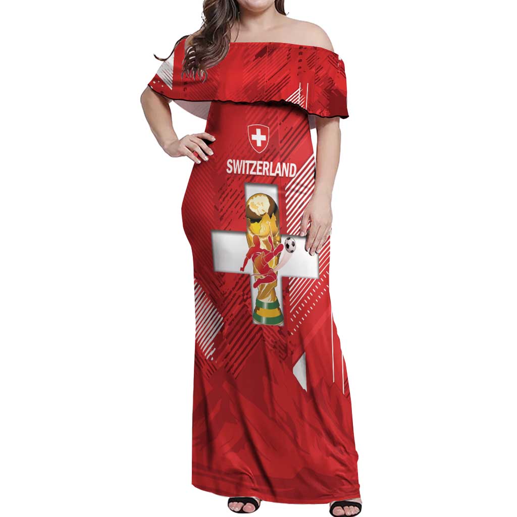 Switzerland Football Custom Off Shoulder Maxi Dress Go Nati Swiss Alps Grunge Style