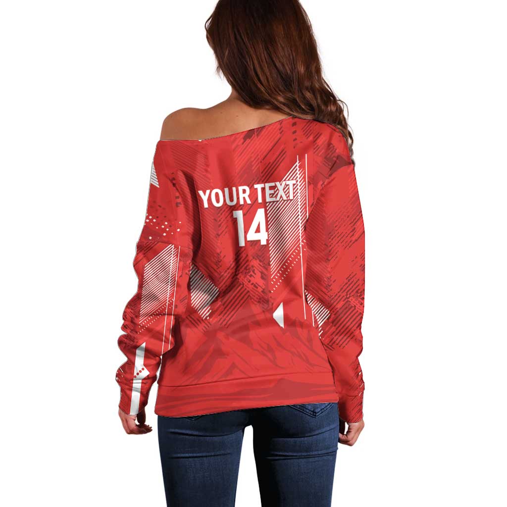 Switzerland Football Custom Off Shoulder Sweater Go Nati Swiss Alps Grunge Style