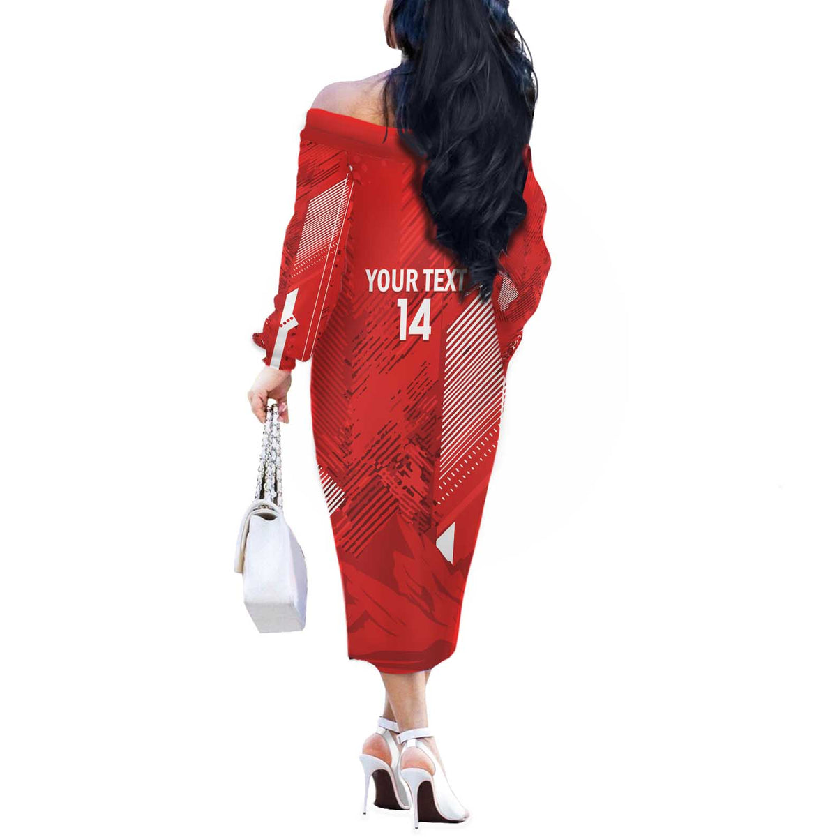 Switzerland Football Custom Off The Shoulder Long Sleeve Dress Go Nati Swiss Alps Grunge Style