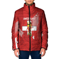 Switzerland Football Custom Padded Jacket Go Nati Swiss Alps Grunge Style
