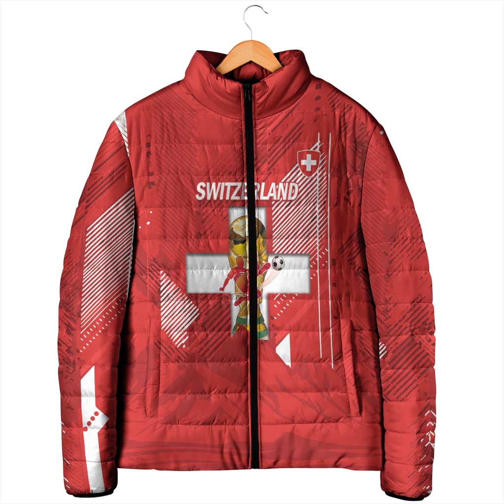 Switzerland Football Custom Padded Jacket Go Nati Swiss Alps Grunge Style