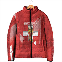 Switzerland Football Custom Padded Jacket Go Nati Swiss Alps Grunge Style