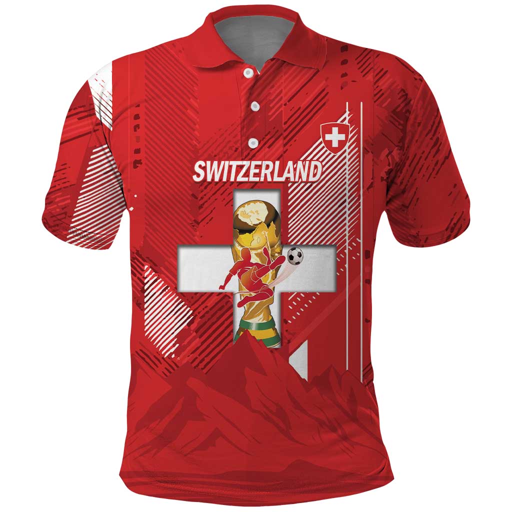 Switzerland Football Custom Polo Shirt Go Nati Swiss Alps Grunge Style