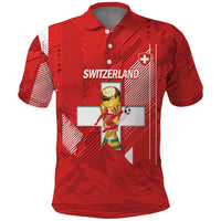 Switzerland Football Custom Polo Shirt Go Nati Swiss Alps Grunge Style