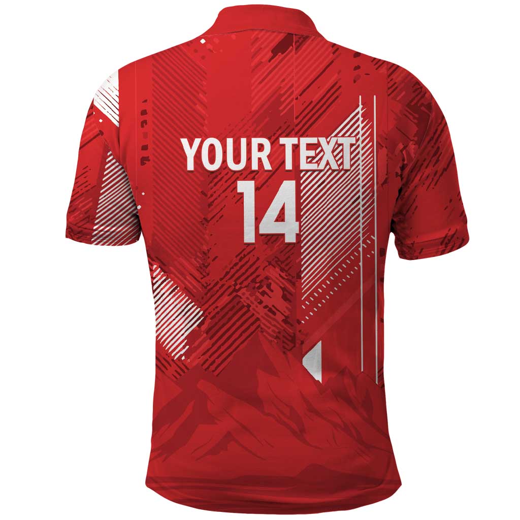Switzerland Football Custom Polo Shirt Go Nati Swiss Alps Grunge Style