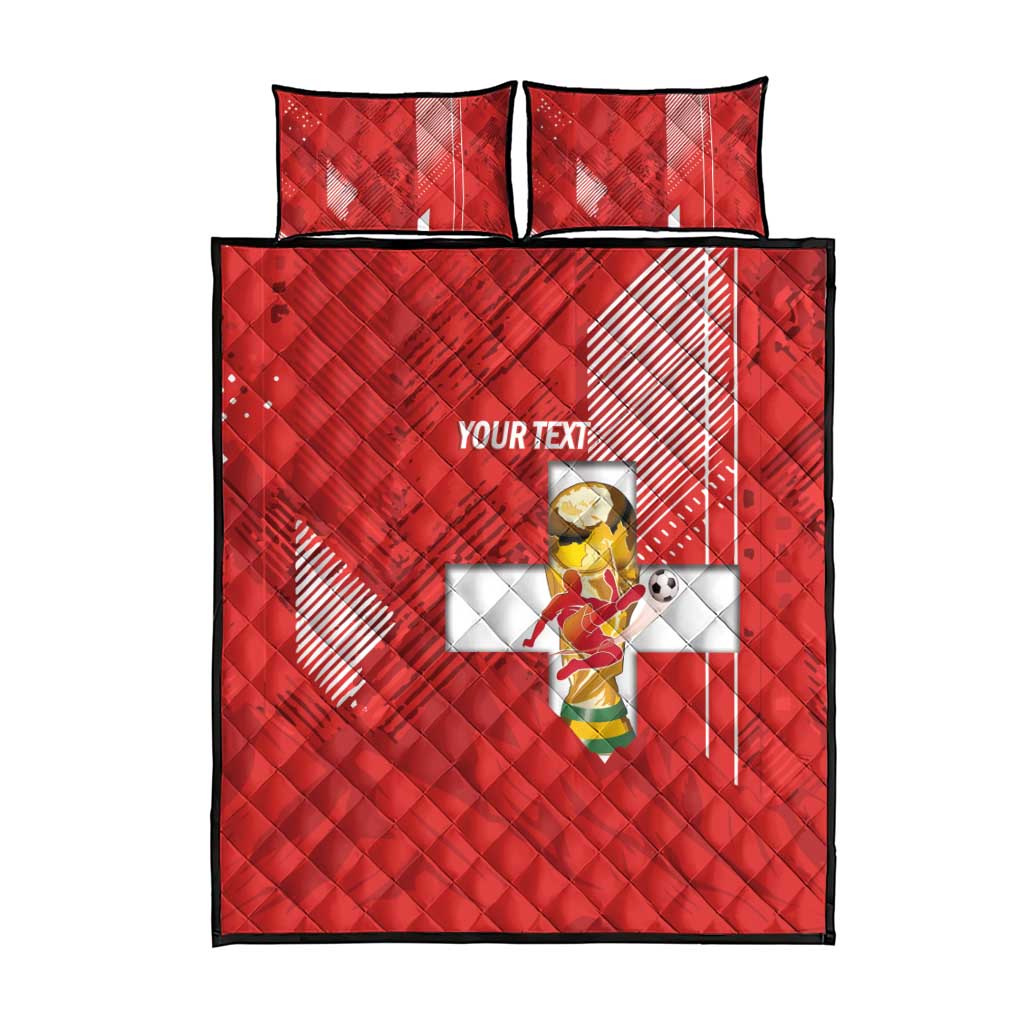 Switzerland Football Custom Quilt Bed Set Go Nati Swiss Alps Grunge Style