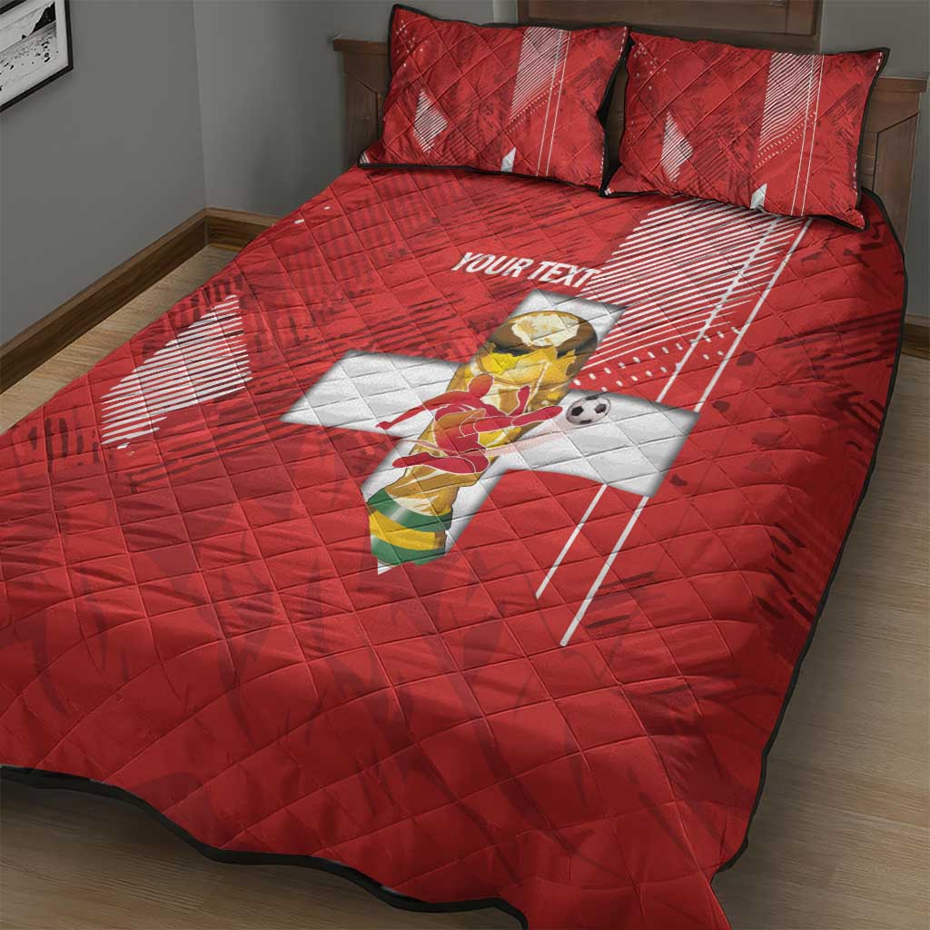 Switzerland Football Custom Quilt Bed Set Go Nati Swiss Alps Grunge Style