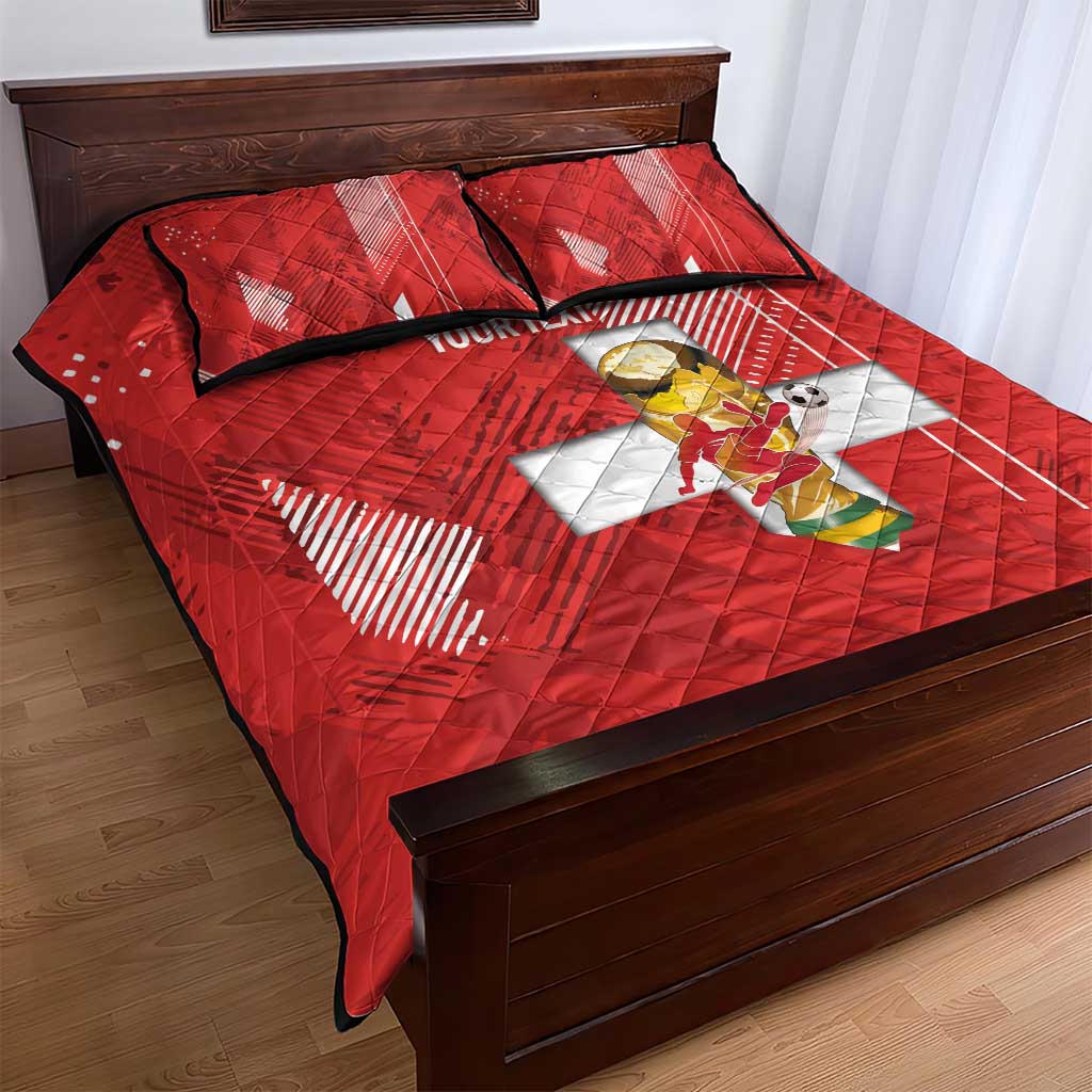 Switzerland Football Custom Quilt Bed Set Go Nati Swiss Alps Grunge Style
