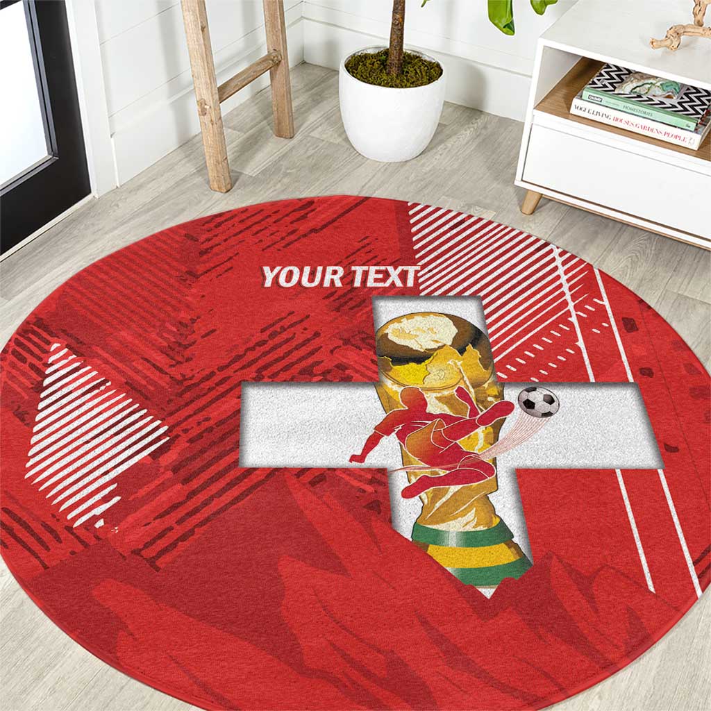 Switzerland Football Custom Round Carpet Go Nati Swiss Alps Grunge Style