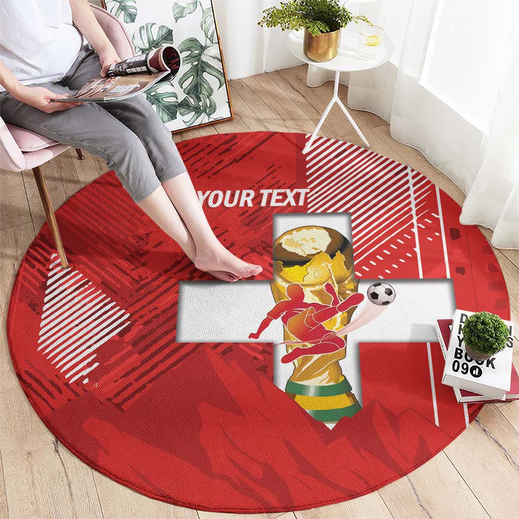 Switzerland Football Custom Round Carpet Go Nati Swiss Alps Grunge Style