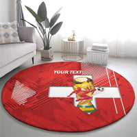Switzerland Football Custom Round Carpet Go Nati Swiss Alps Grunge Style