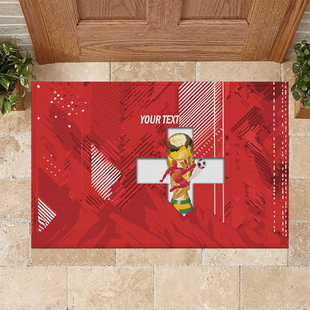 Switzerland Football Custom Rubber Doormat Go Nati Swiss Alps Grunge Style