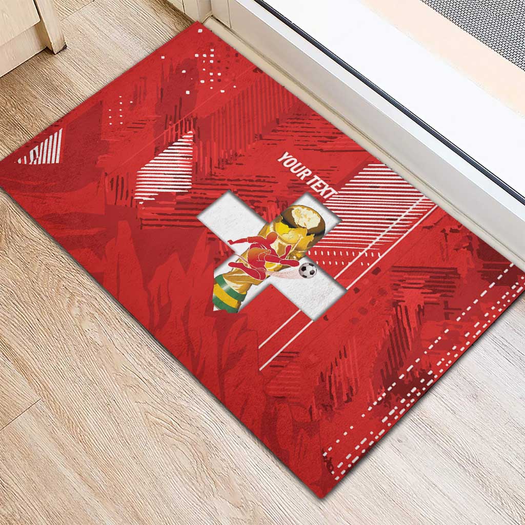 Switzerland Football Custom Rubber Doormat Go Nati Swiss Alps Grunge Style