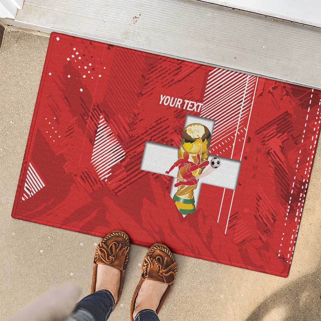 Switzerland Football Custom Rubber Doormat Go Nati Swiss Alps Grunge Style