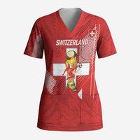 Switzerland Football Custom Scrub Top Go Nati Swiss Alps Grunge Style