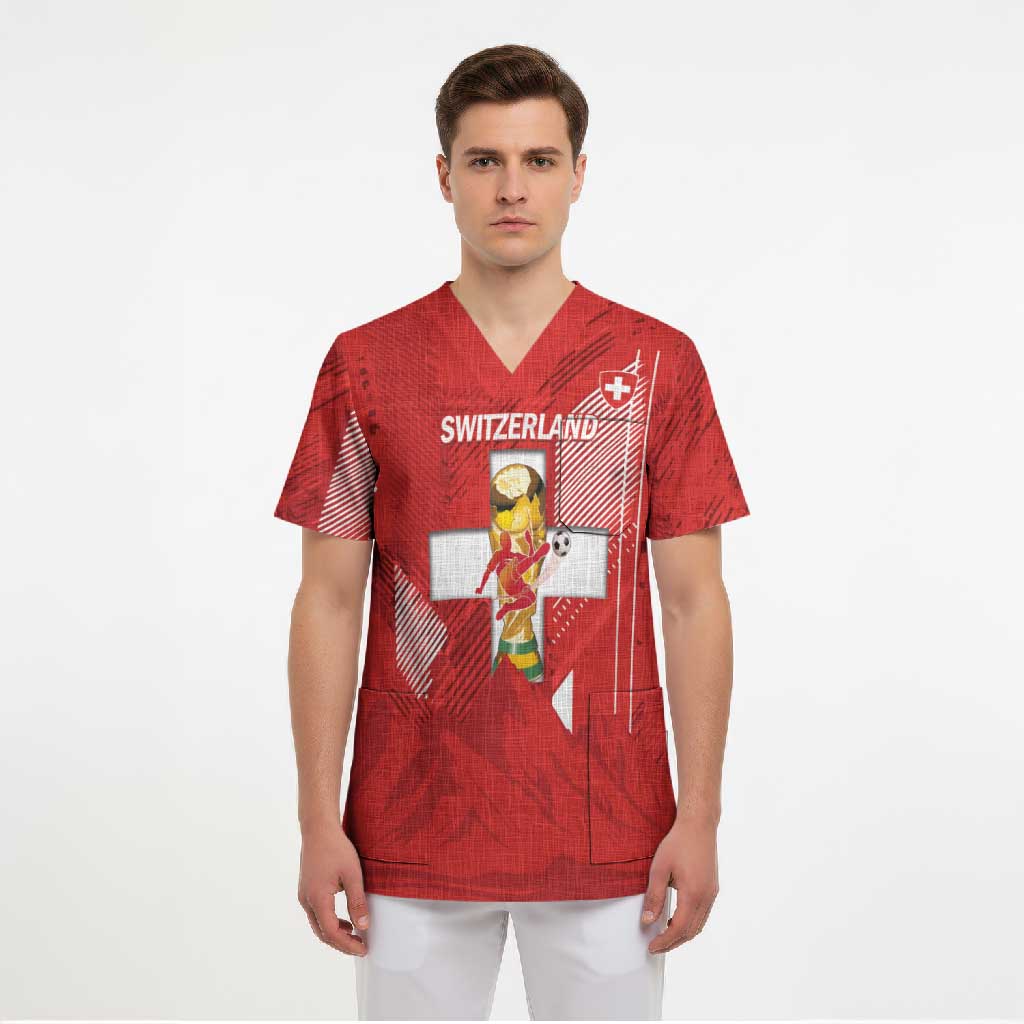 Switzerland Football Custom Scrub Top Go Nati Swiss Alps Grunge Style
