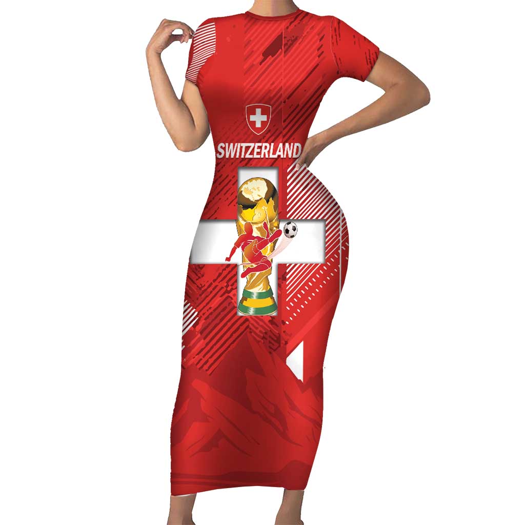 Switzerland Football Custom Short Sleeve Bodycon Dress Go Nati Swiss Alps Grunge Style