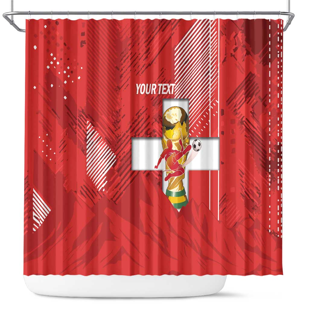 Switzerland Football Custom Shower Curtain Go Nati Swiss Alps Grunge Style