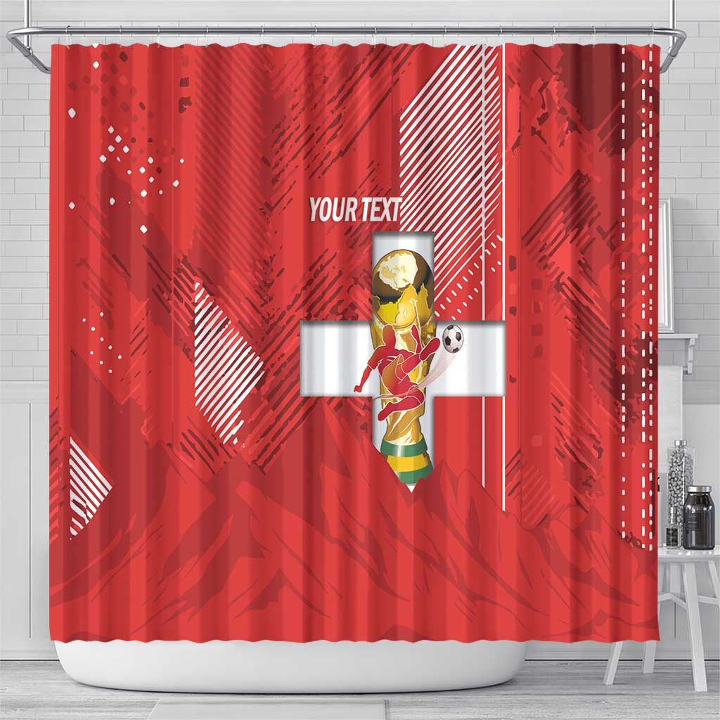 Switzerland Football Custom Shower Curtain Go Nati Swiss Alps Grunge Style