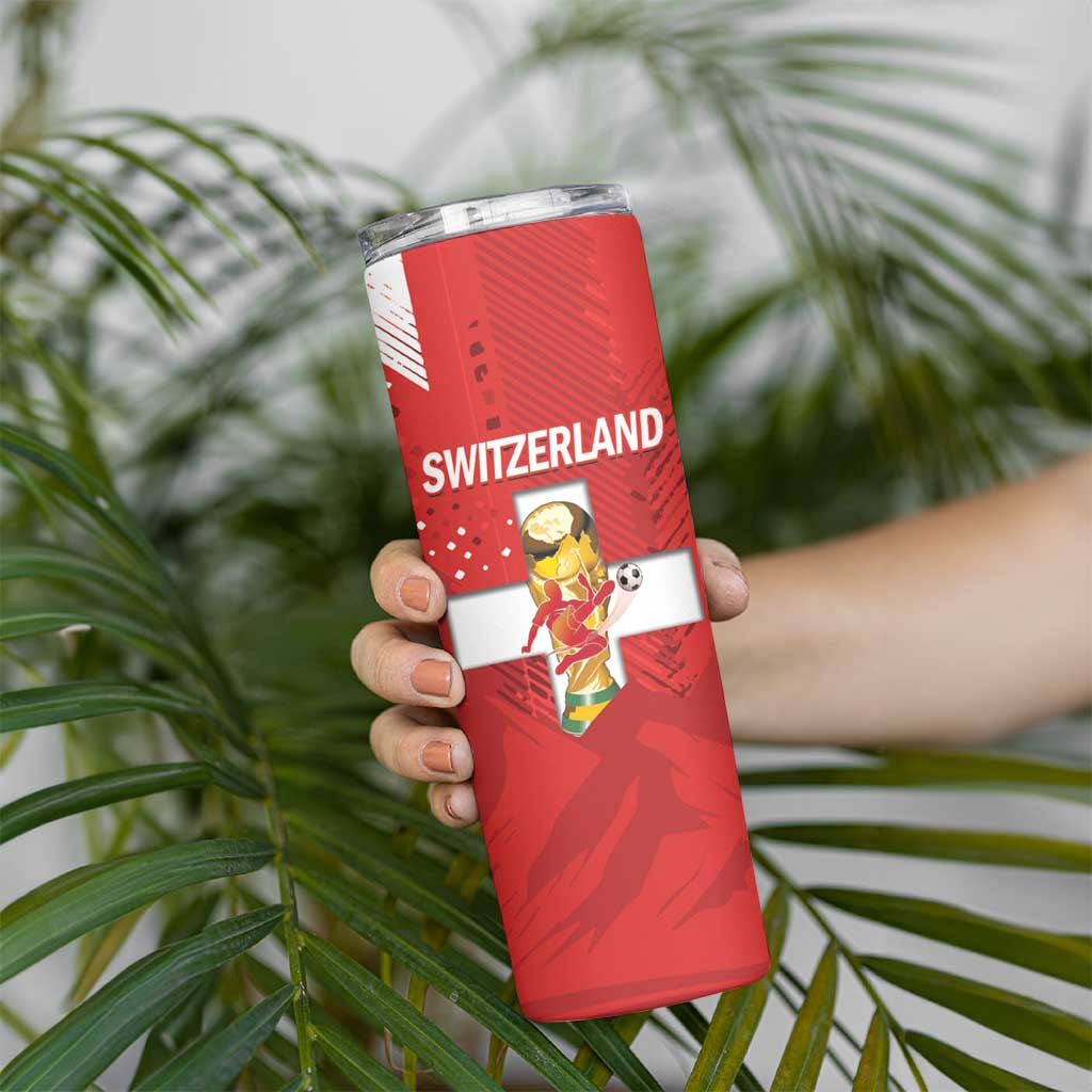 Switzerland Football Custom Skinny Tumbler Go Nati Swiss Alps Grunge Style