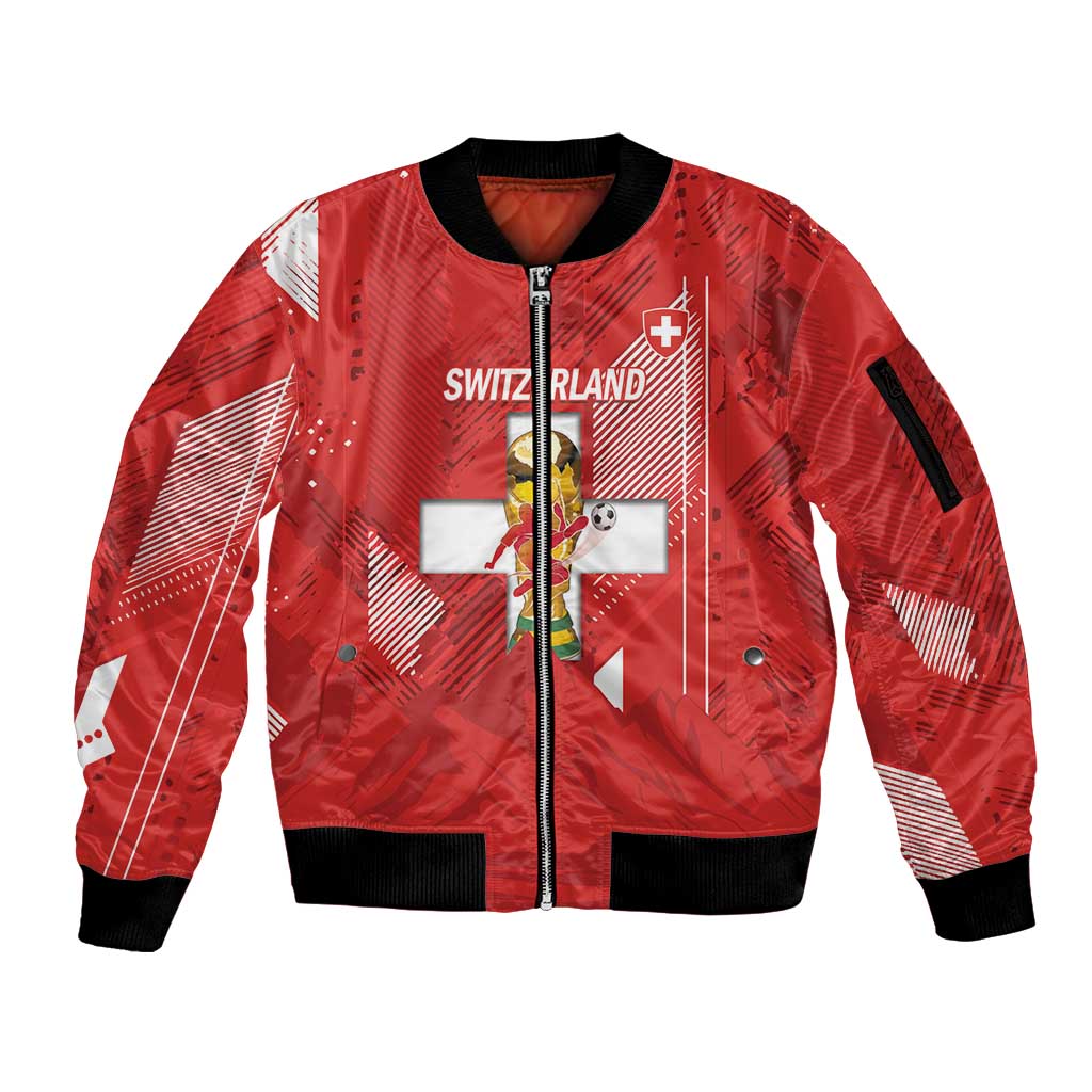 Switzerland Football Custom Sleeve Zip Bomber Jacket Go Nati Swiss Alps Grunge Style