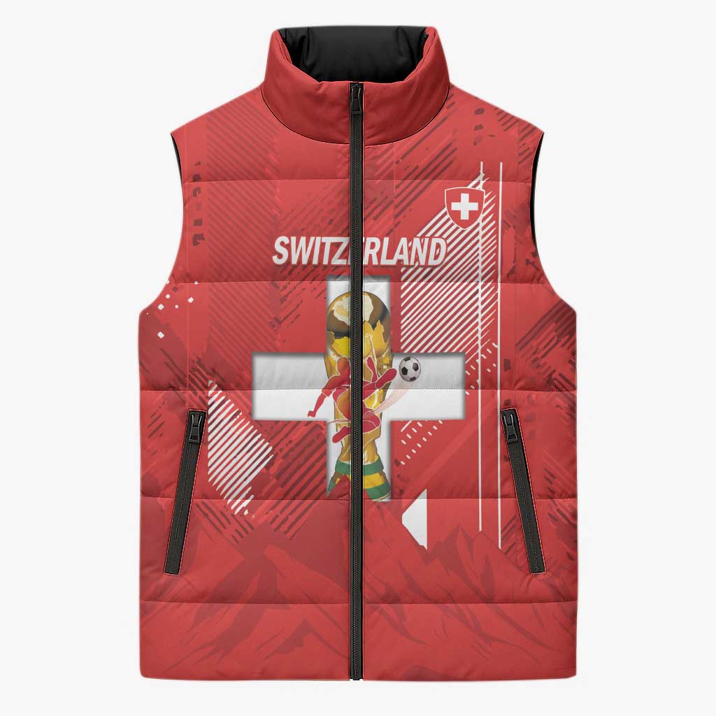 Switzerland Football Custom Sleeveless Puffer Jacket Go Nati Swiss Alps Grunge Style