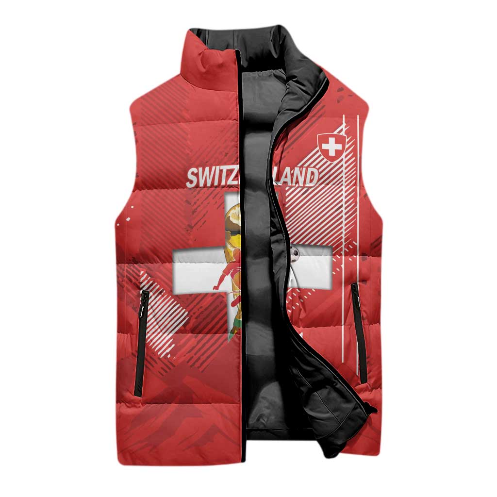 Switzerland Football Custom Sleeveless Puffer Jacket Go Nati Swiss Alps Grunge Style