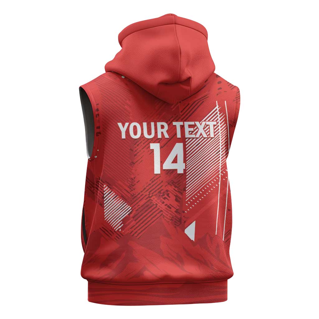 Switzerland Football Custom Sleeveless Zip Hoodie Go Nati Swiss Alps Grunge Style