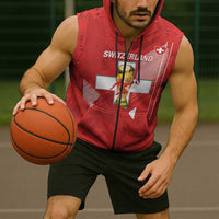 Switzerland Football Custom Sleeveless Zip Hoodie Go Nati Swiss Alps Grunge Style