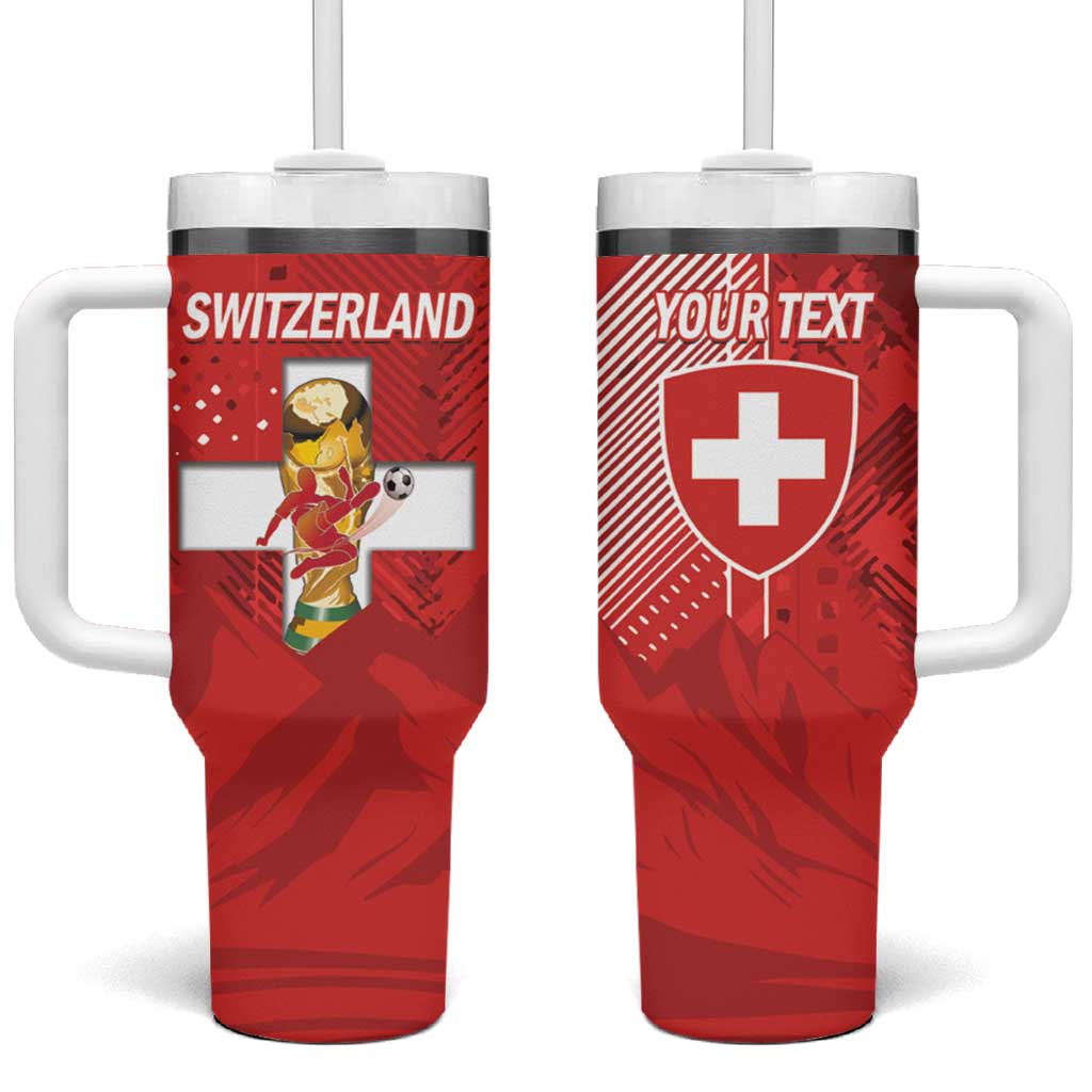 Switzerland Football Custom Tumbler With Handle Go Nati Swiss Alps Grunge Style