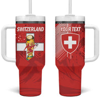 Switzerland Football Custom Tumbler With Handle Go Nati Swiss Alps Grunge Style