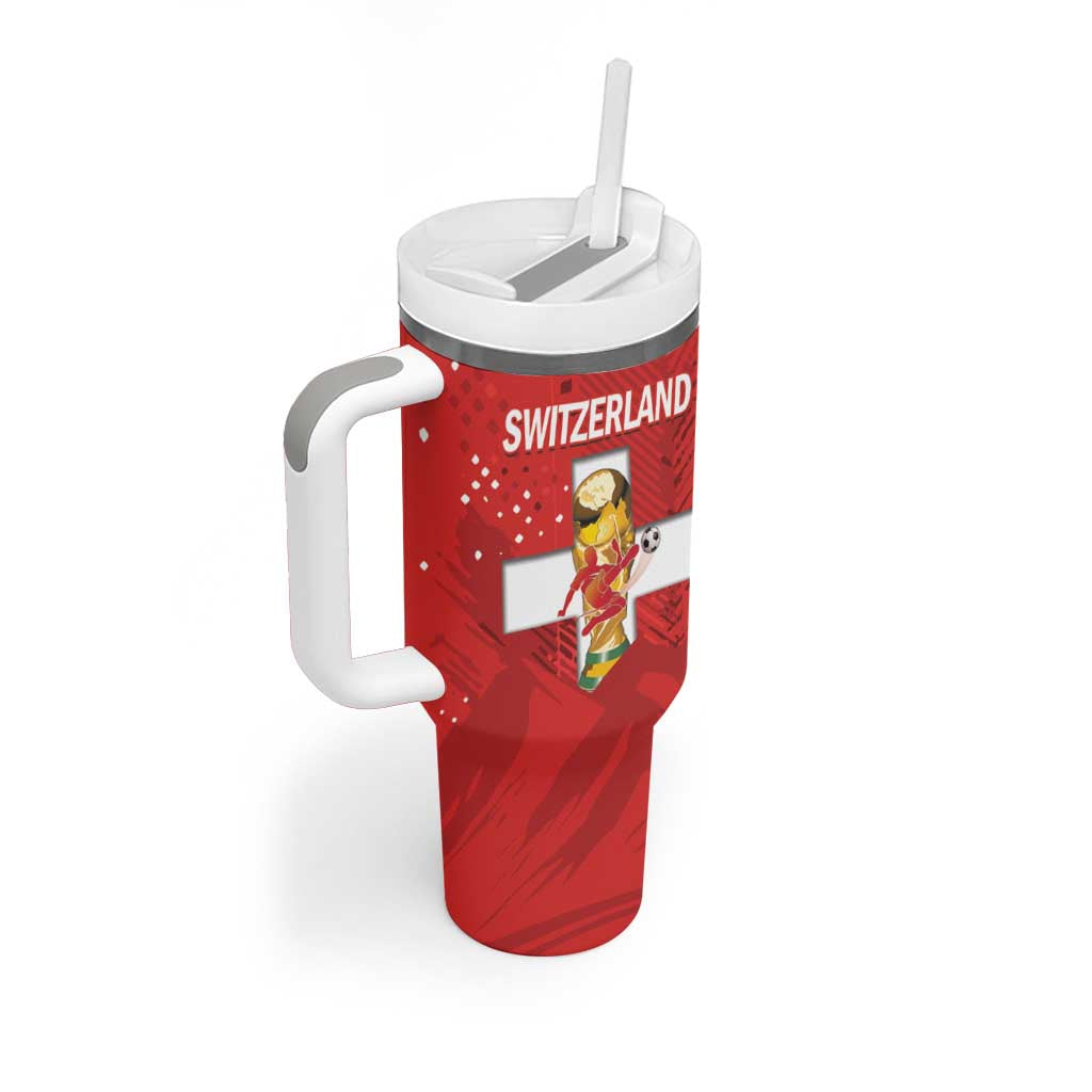Switzerland Football Custom Tumbler With Handle Go Nati Swiss Alps Grunge Style