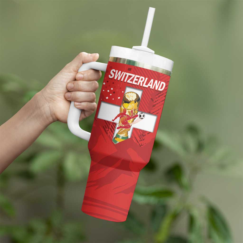 Switzerland Football Custom Tumbler With Handle Go Nati Swiss Alps Grunge Style