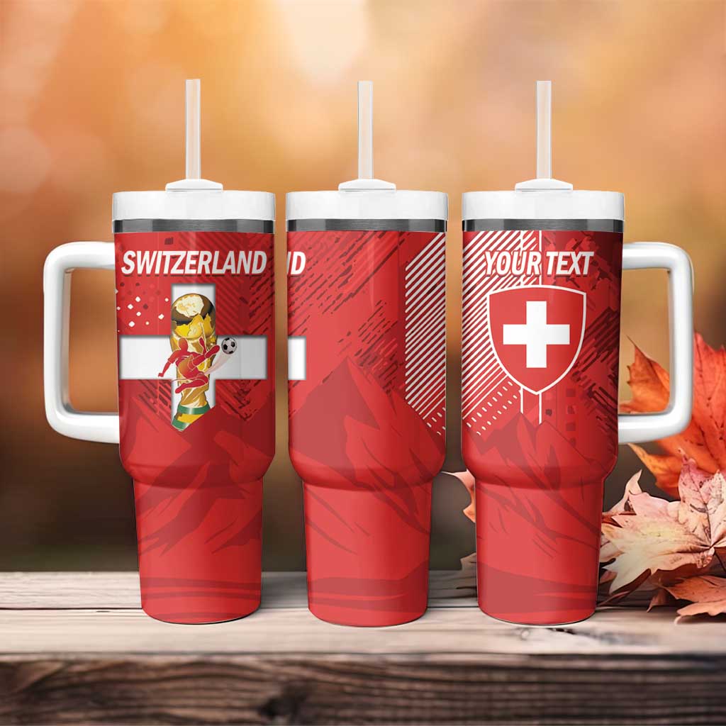 Switzerland Football Custom Tumbler With Handle Go Nati Swiss Alps Grunge Style