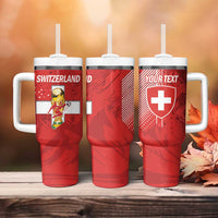 Switzerland Football Custom Tumbler With Handle Go Nati Swiss Alps Grunge Style