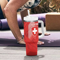 Switzerland Football Custom Tumbler With Handle Go Nati Swiss Alps Grunge Style