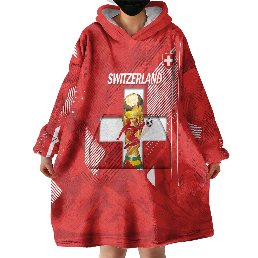 Switzerland Football Custom Wearable Blanket Hoodie Go Nati Swiss Alps Grunge Style
