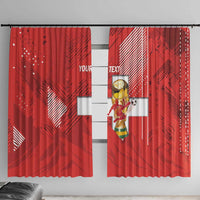 Switzerland Football Custom Window Curtain Go Nati Swiss Alps Grunge Style