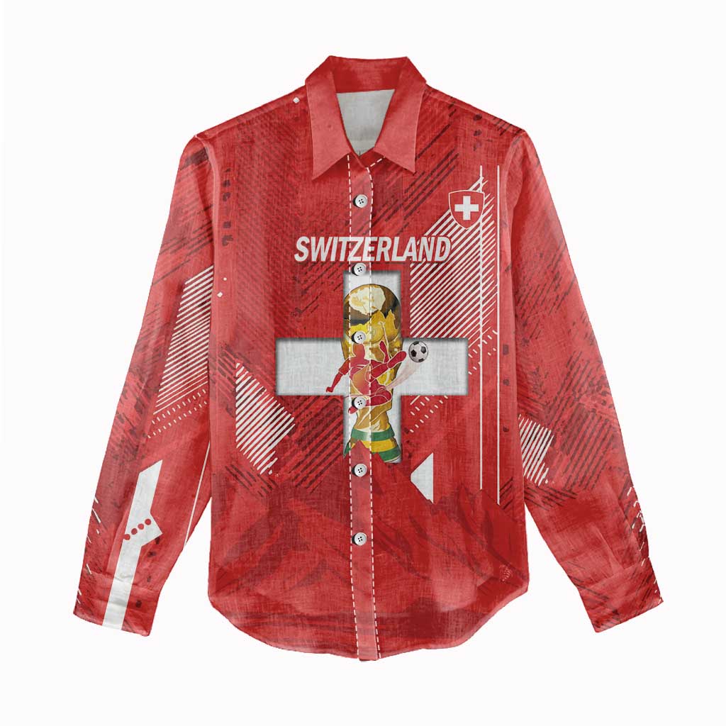 Switzerland Football Custom Women Casual Shirt Go Nati Swiss Alps Grunge Style