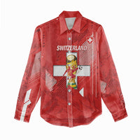 Switzerland Football Custom Women Casual Shirt Go Nati Swiss Alps Grunge Style