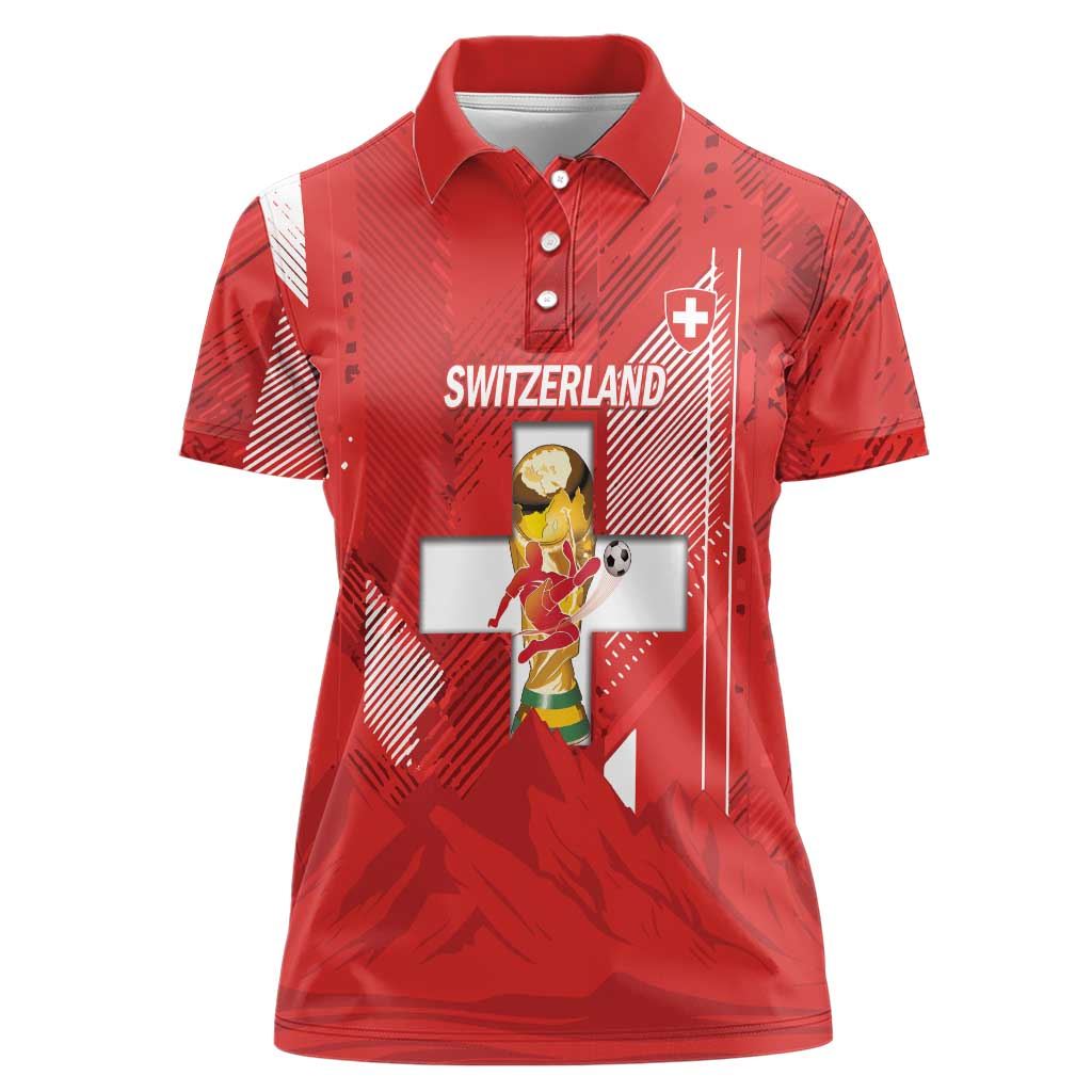 Switzerland Football Custom Women Polo Shirt Go Nati Swiss Alps Grunge Style