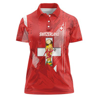 Switzerland Football Custom Women Polo Shirt Go Nati Swiss Alps Grunge Style